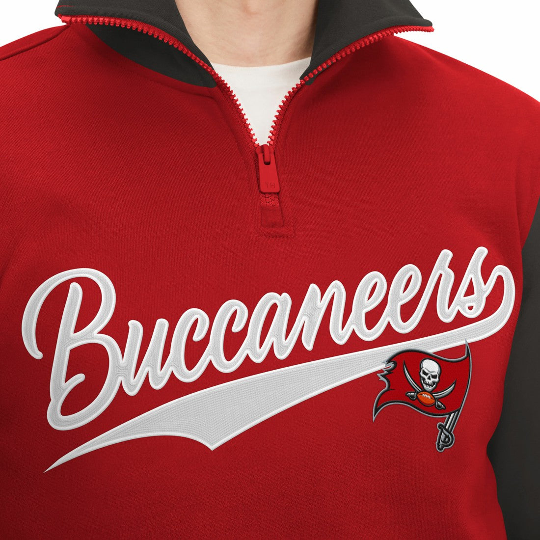 Tampa Bay Buccaneers Tommy Hilfiger Aiden Quarter-Zip Sweatshirt - Red/Pewter Sweatshirts
