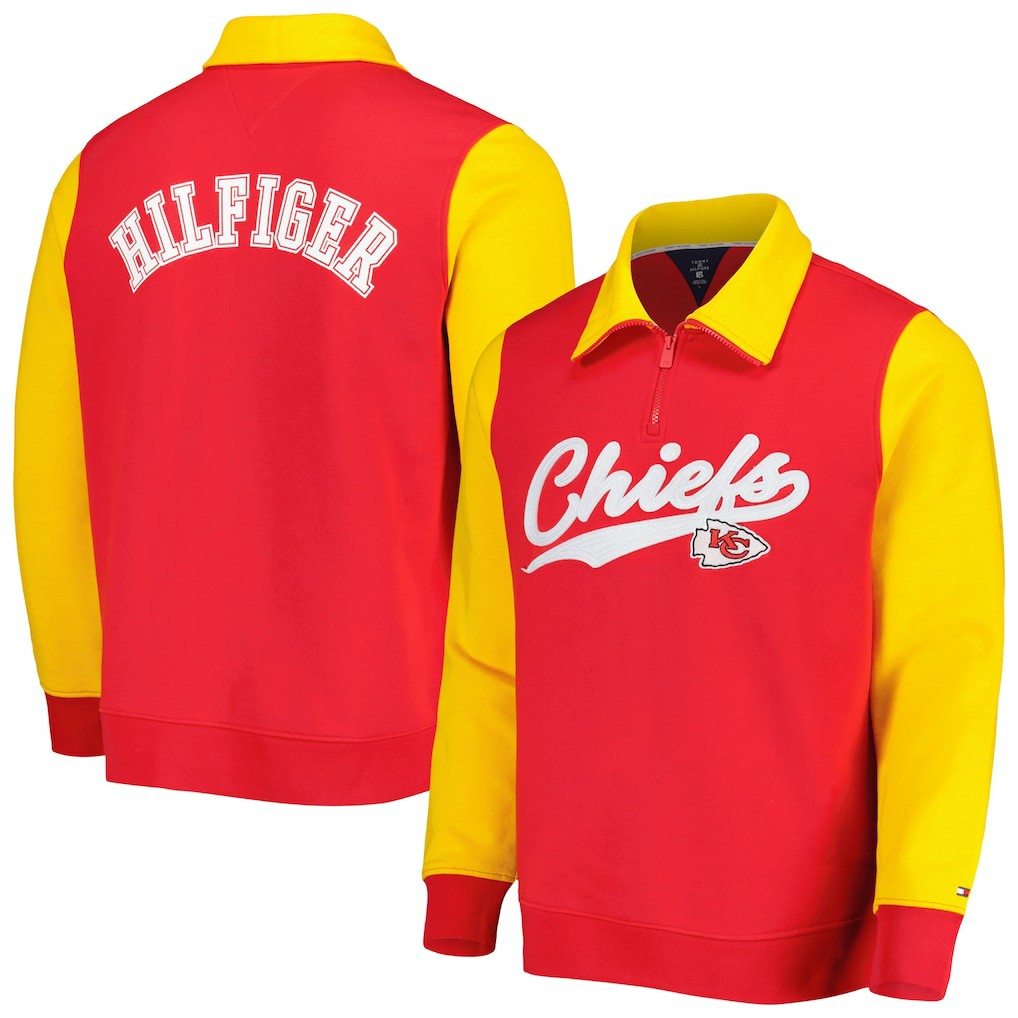 Kansas City Chiefs Tommy Hilfiger Aiden Quarter-Zip Sweatshirt - Red/Gold Sweatshirts