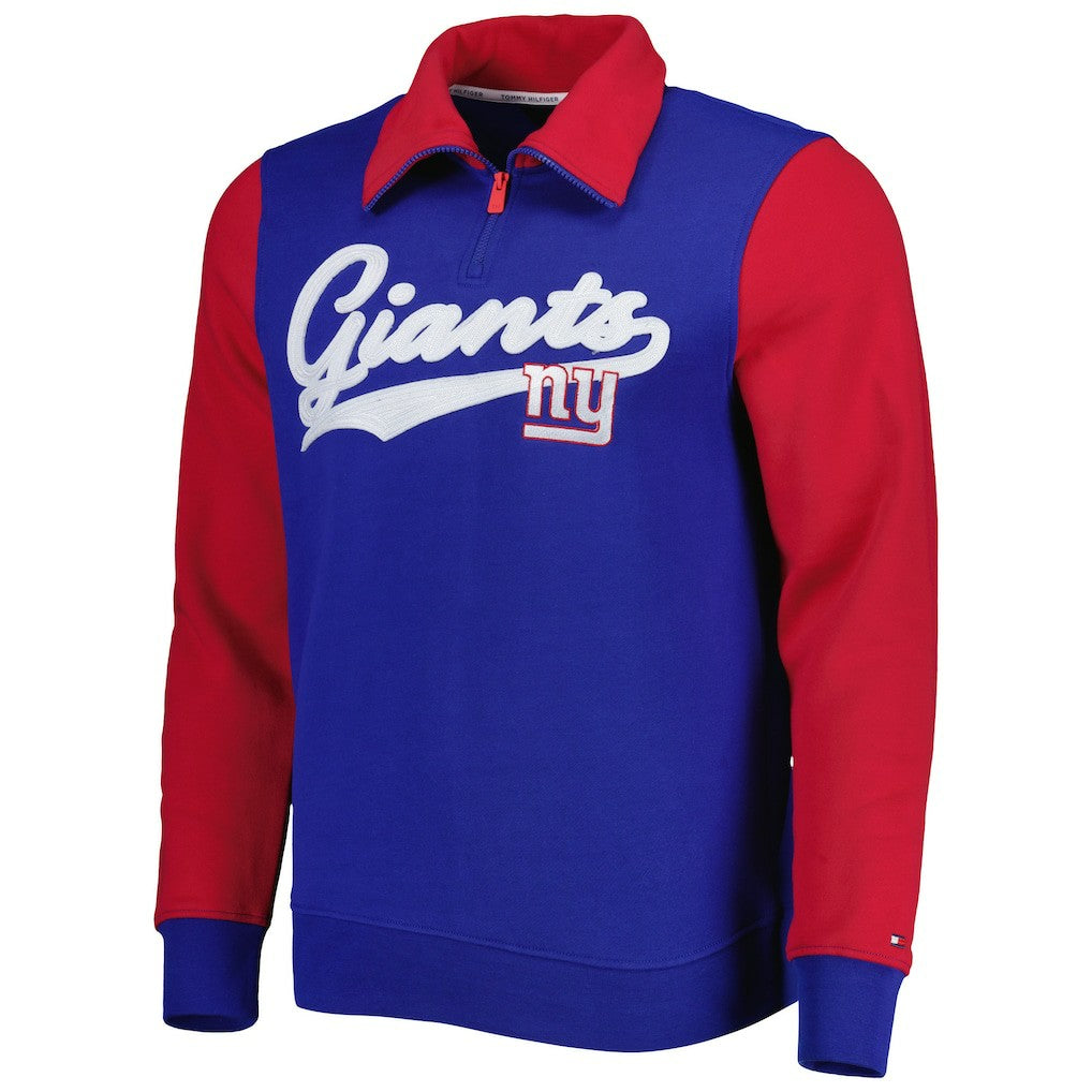 New York Giants Tommy Hilfiger Aiden Quarter-Zip Sweatshirt - Royal/Red Sweatshirts
