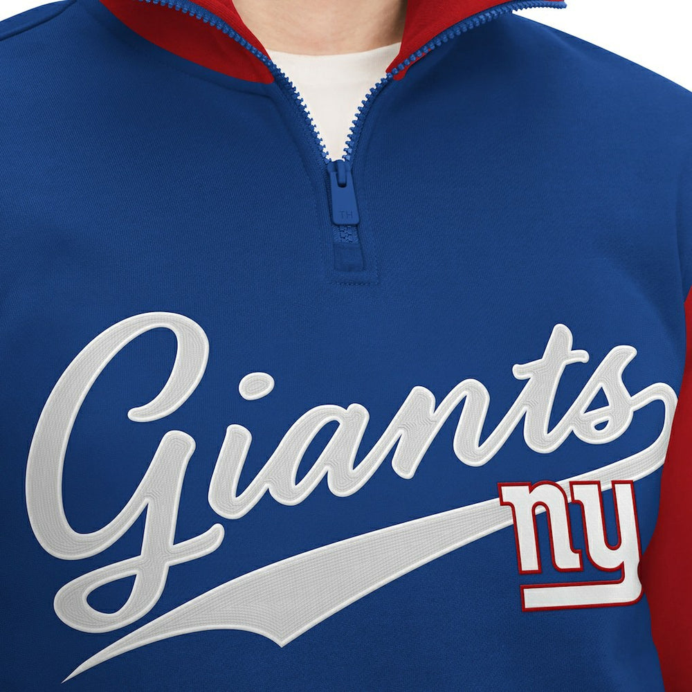New York Giants Tommy Hilfiger Aiden Quarter-Zip Sweatshirt - Royal/Red Sweatshirts