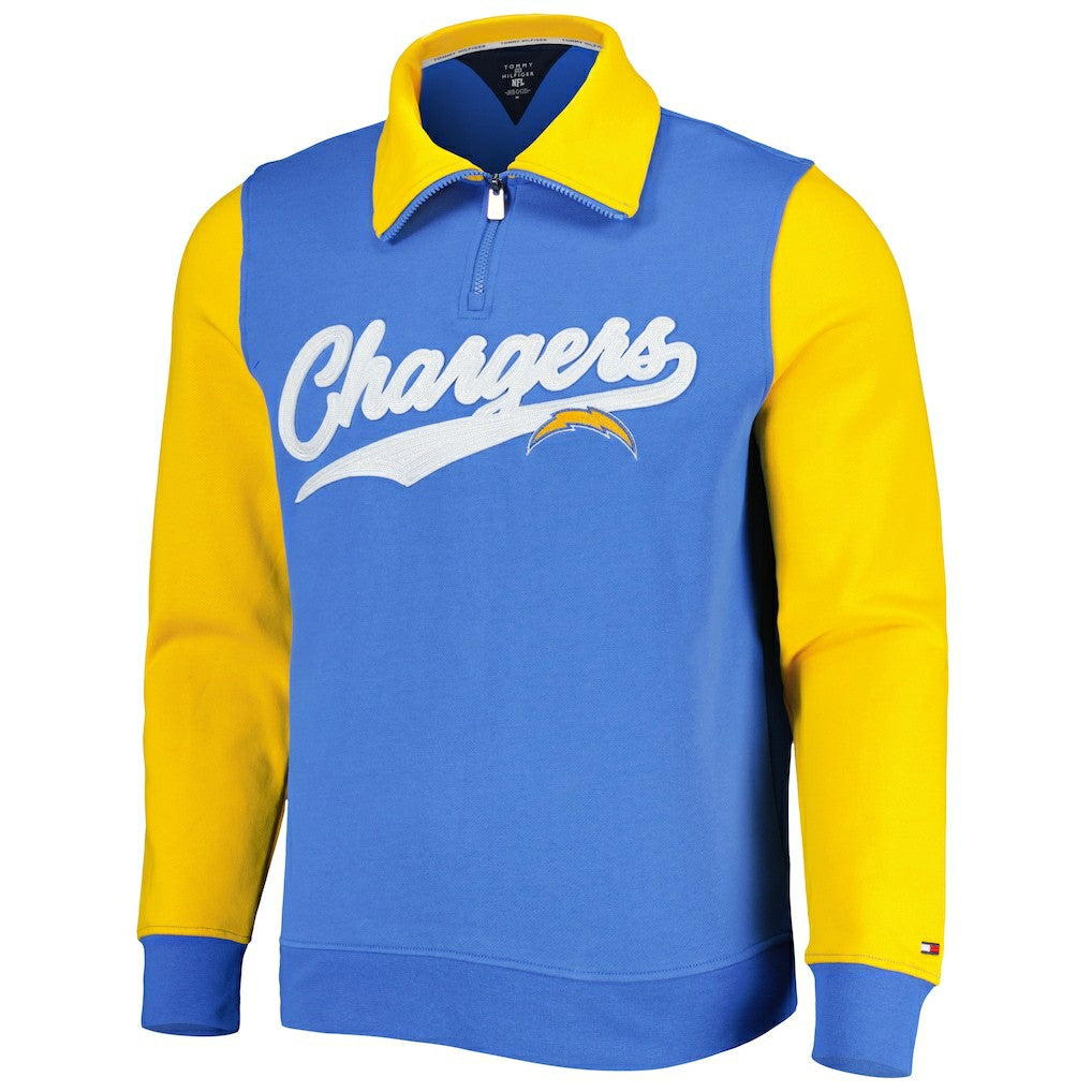 Los Angeles Chargers Tommy Hilfiger Aiden Quarter-Zip Sweatshirt - Powder Blue/Gold Sweatshirts