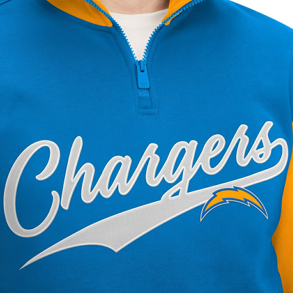 Los Angeles Chargers Tommy Hilfiger Aiden Quarter-Zip Sweatshirt - Powder Blue/Gold Sweatshirts
