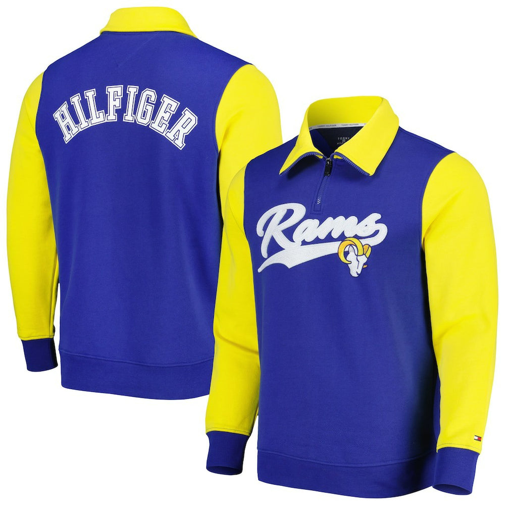 Los Angeles Rams Tommy Hilfiger Aiden Quarter-Zip Sweatshirt - Royal/Gold Sweatshirts