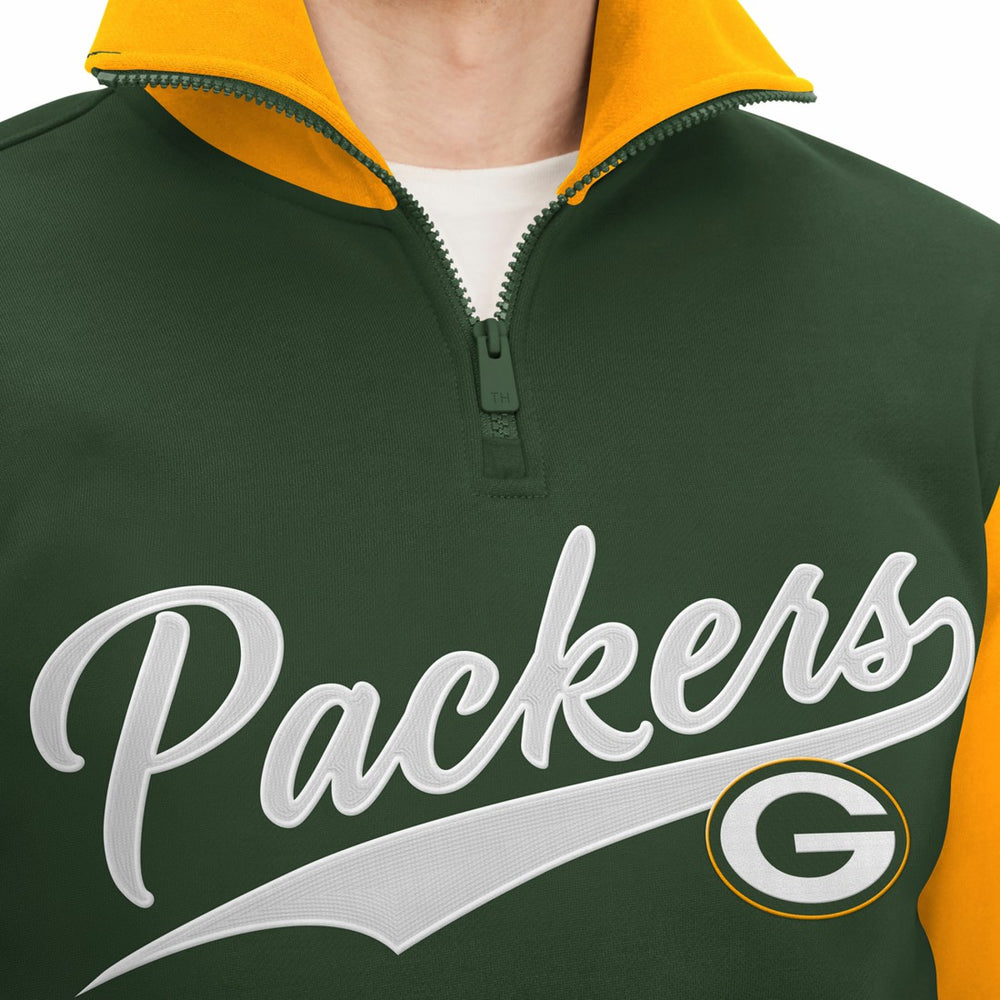 Green Bay Packers Tommy Hilfiger Aiden Quarter-Zip Sweatshirt - Green/Gold Sweatshirts