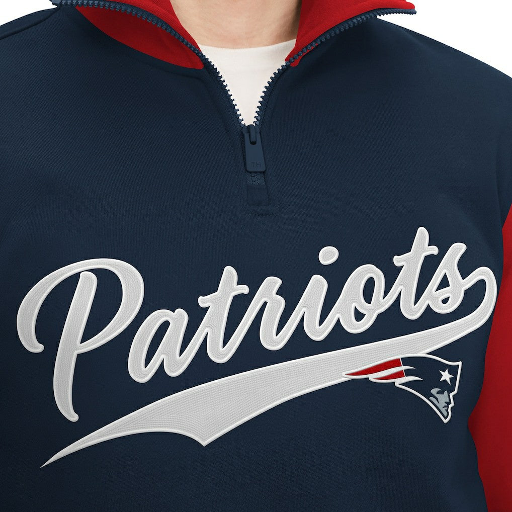 New England Patriots Tommy Hilfiger Aiden Quarter-Zip Sweatshirt - Navy/Red Sweatshirts