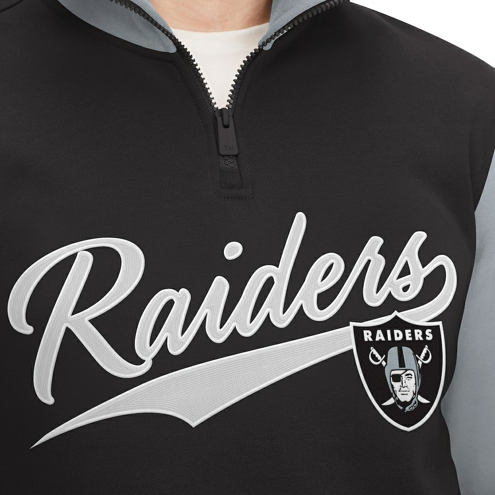 Las Vegas Raiders Tommy Hilfiger Aiden Quarter-Zip Sweatshirt - Black/Silver Sweatshirts