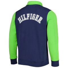 Seattle Seahawks Tommy Hilfiger Aiden Quarter-Zip Sweatshirt - College Navy/Neon Green Sweatshirts