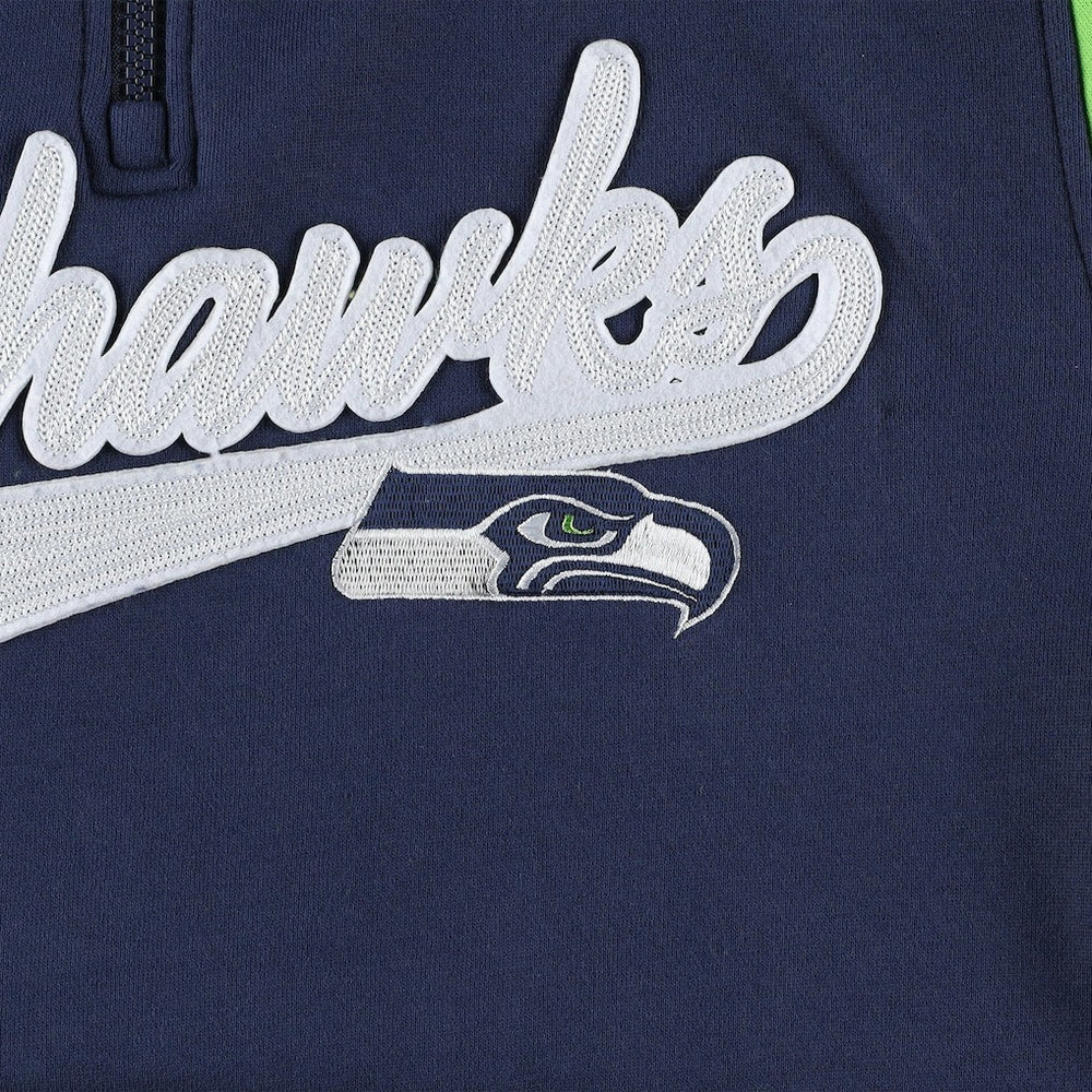 Seattle Seahawks Tommy Hilfiger Aiden Quarter-Zip Sweatshirt - College Navy/Neon Green Sweatshirts