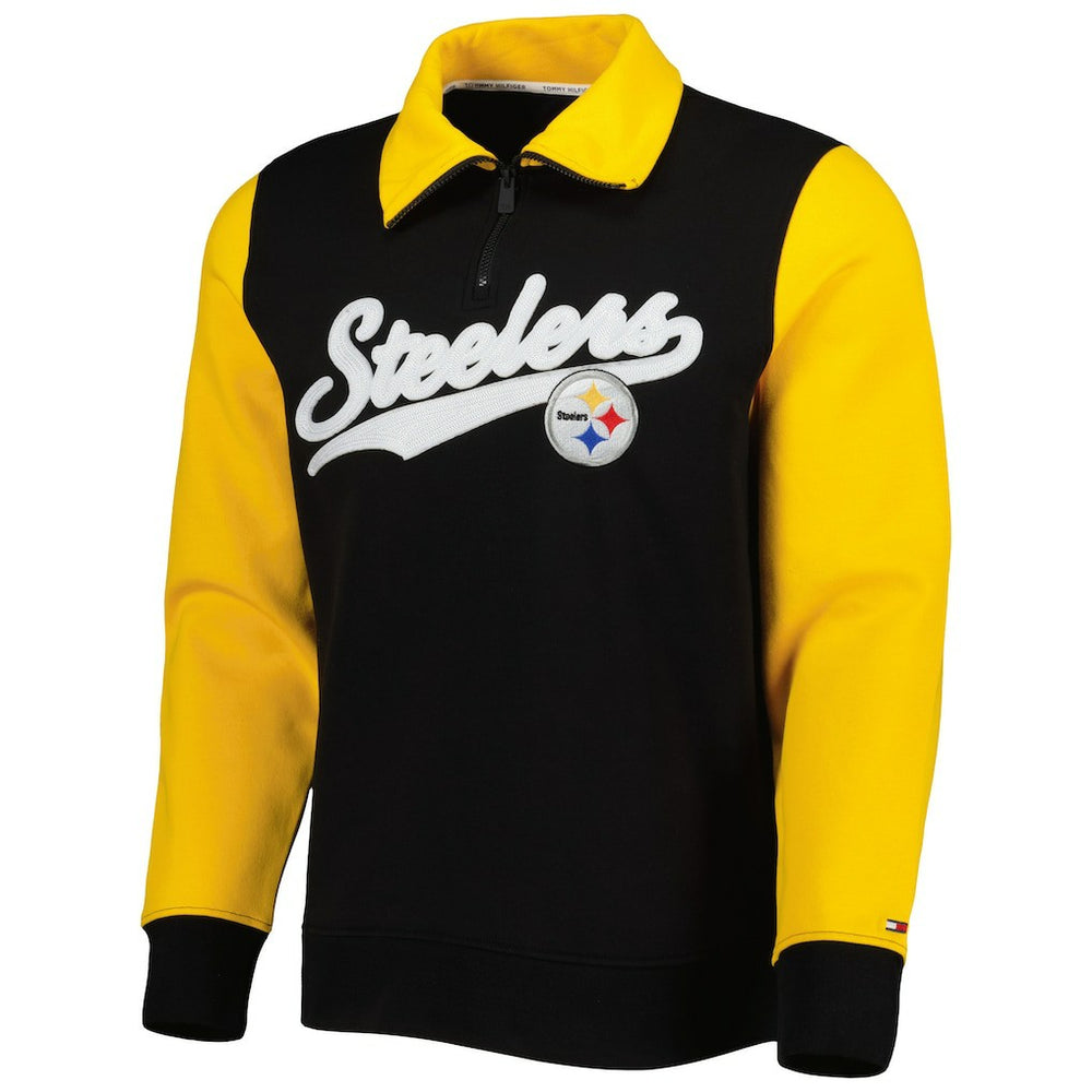 Pittsburgh Steelers Tommy Hilfiger Aiden Quarter-Zip Sweatshirt - Black/Gold Sweatshirts