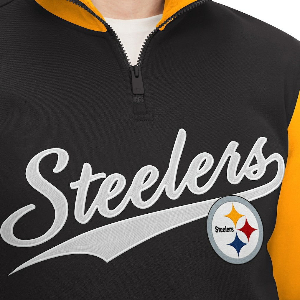 Pittsburgh Steelers Tommy Hilfiger Aiden Quarter-Zip Sweatshirt - Black/Gold Sweatshirts