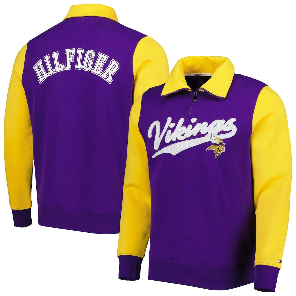 Minnesota Vikings Tommy Hilfiger Aiden Quarter-Zip Sweatshirt - Purple/Gold Sweatshirts