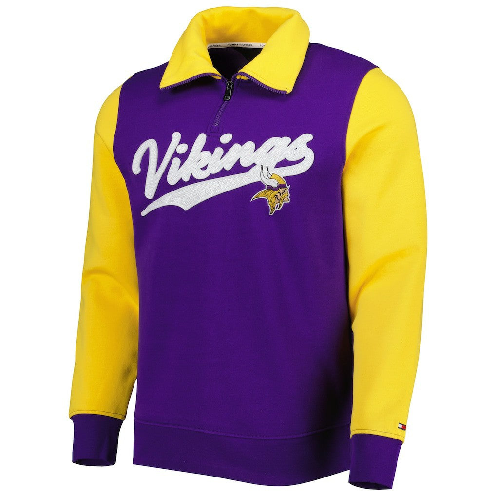 Minnesota Vikings Tommy Hilfiger Aiden Quarter-Zip Sweatshirt - Purple/Gold Sweatshirts