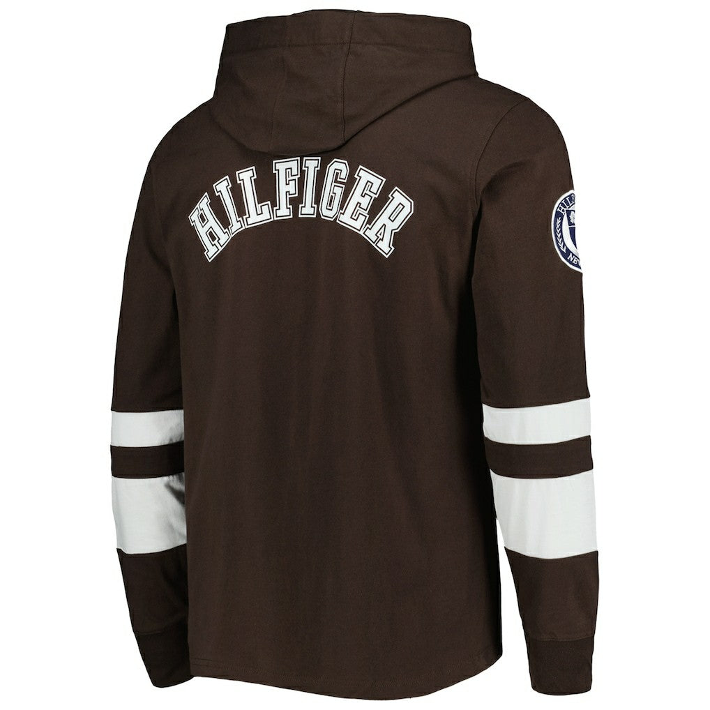Cleveland Browns Tommy Hilfiger Alex Long Sleeve Hoodie T-Shirt - Brown/White Hoodies