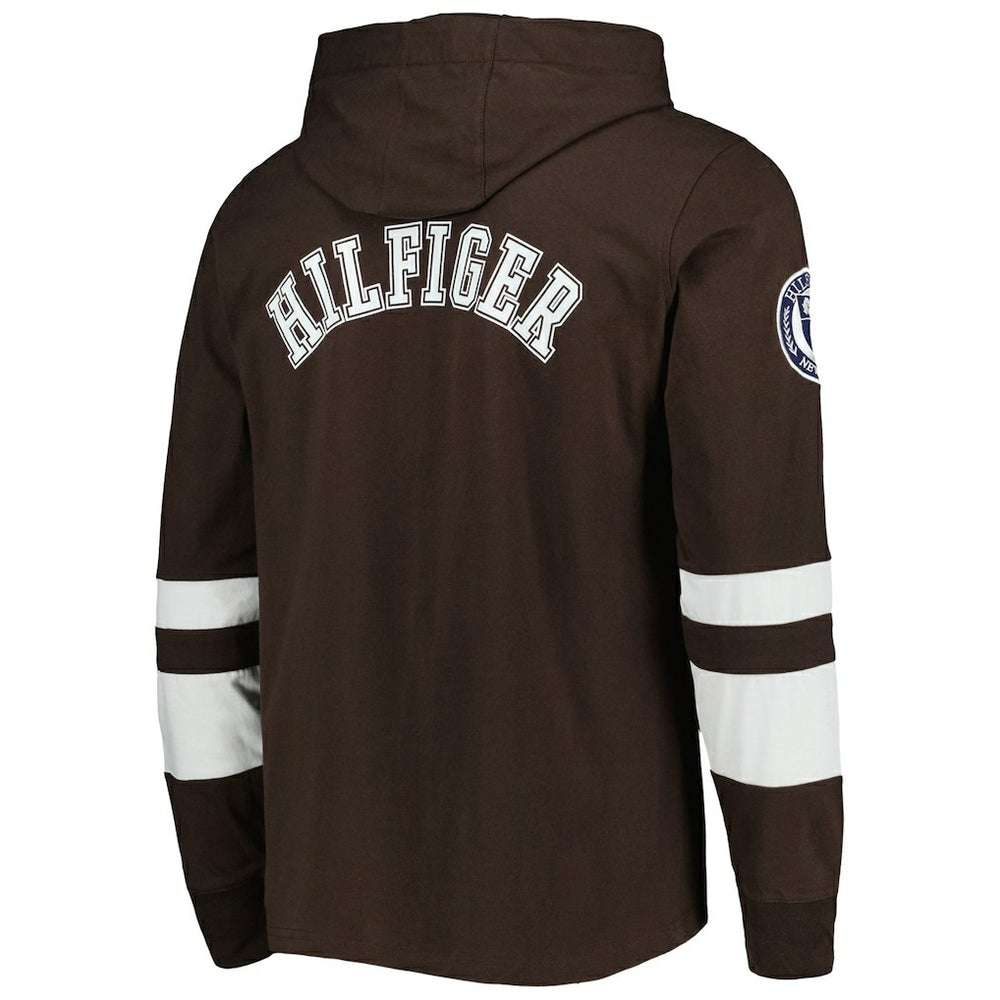 Cleveland Browns Tommy Hilfiger Alex Long Sleeve Hoodie T-Shirt - Brown/White Hoodies