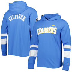 Los Angeles Chargers Tommy Hilfiger Alex Long Sleeve Hoodie T-Shirt - Powder Blue/White Hoodies