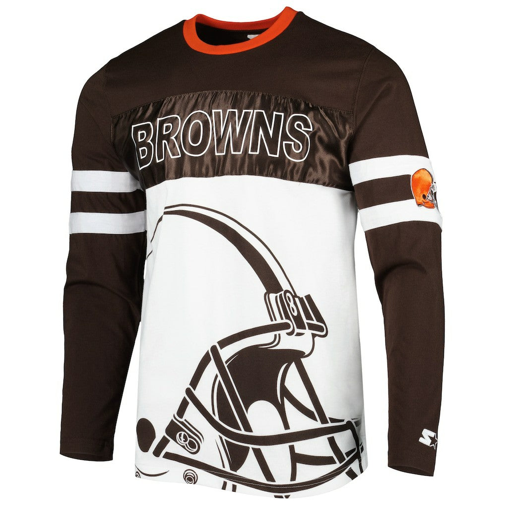 Cleveland Browns Starter Halftime Long Sleeve T-Shirt - Brown/White T-shirts