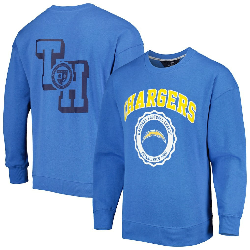Los Angeles Chargers Tommy Hilfiger Ronald Crew Sweatshirt - Powder Blue Sweatshirts