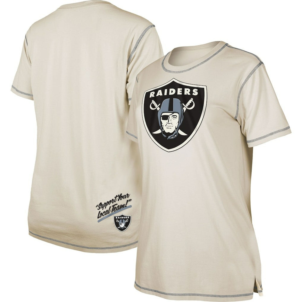 Las Vegas Raiders New Era Women's Split T-Shirt - Cream T-shirts