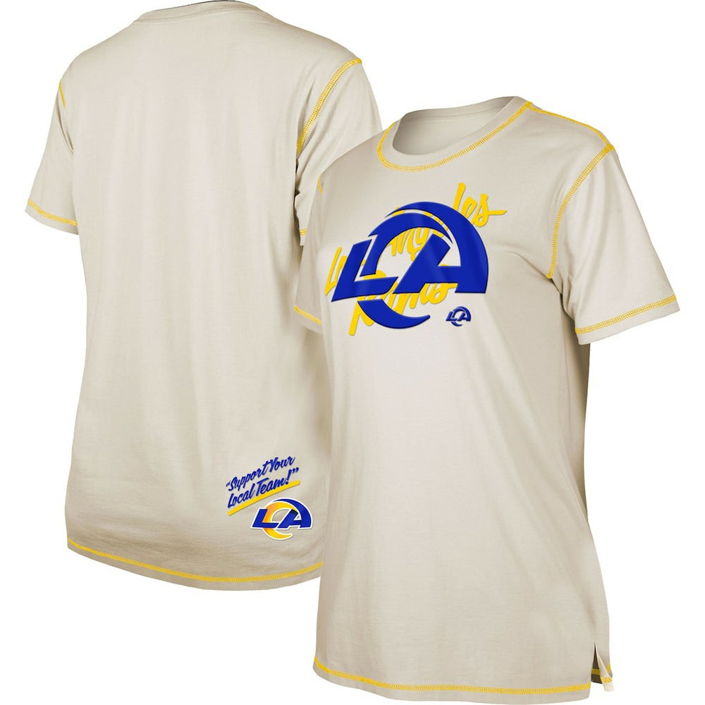 Los Angeles Rams New Era Women's Split T-Shirt - Cream T-shirts