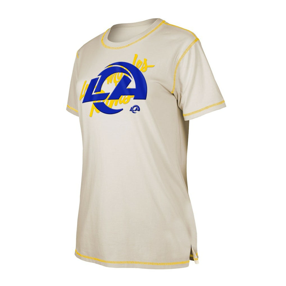 Los Angeles Rams New Era Women's Split T-Shirt - Cream T-shirts