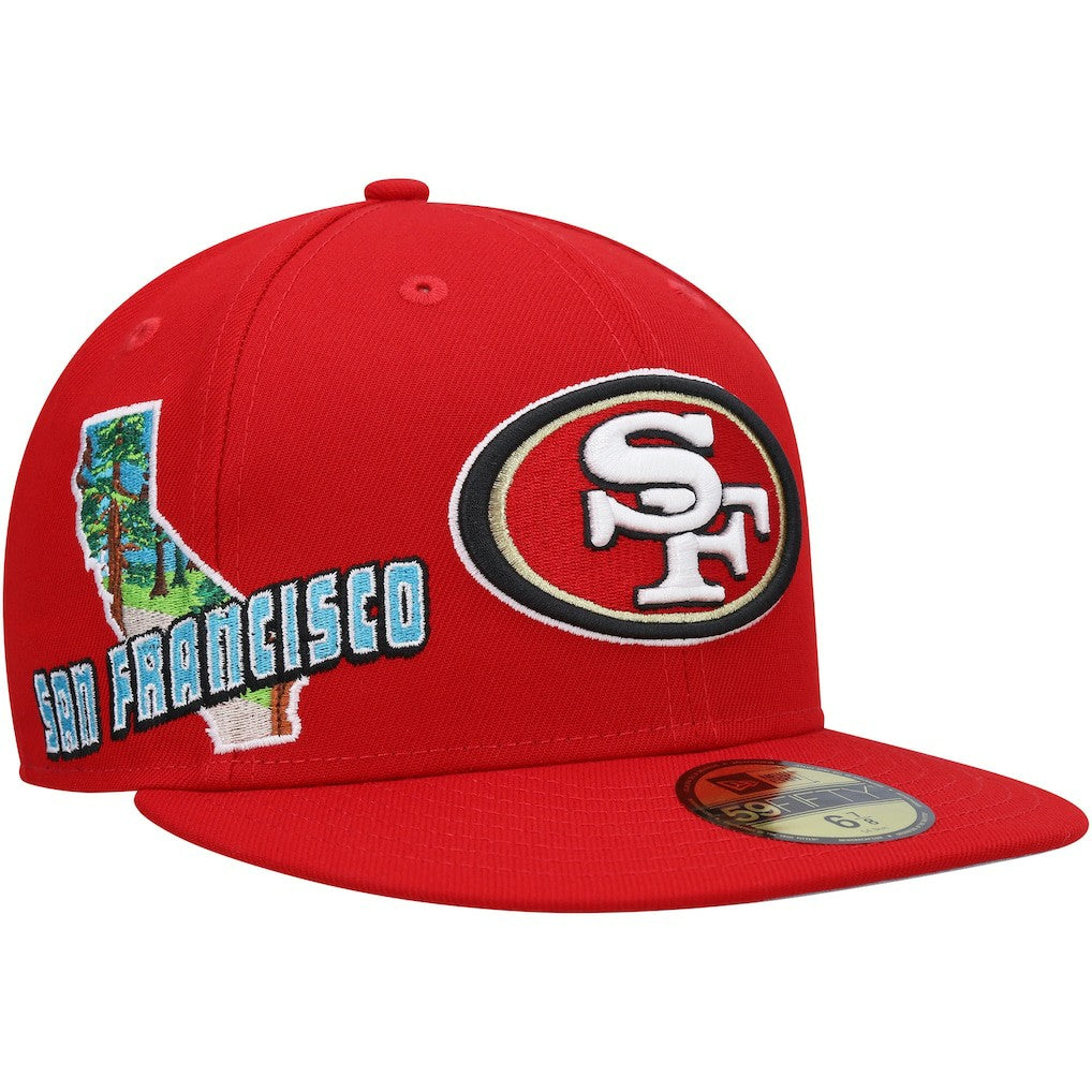 San Francisco 49ers New Era Stateview 59FIFTY Fitted Hat - Scarlet Hats