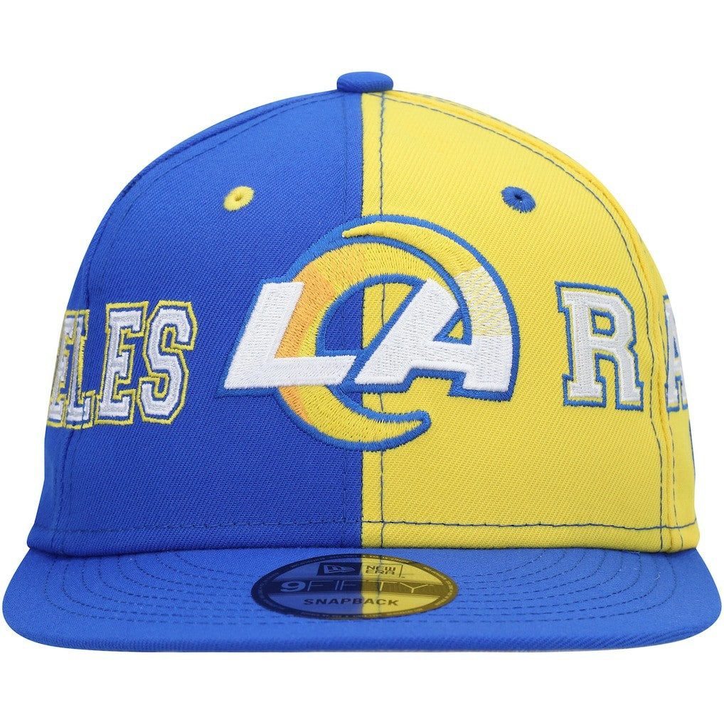 Los Angeles Rams New Era Team Split 9FIFTY Snapback Hat - Royal/Gold Hats