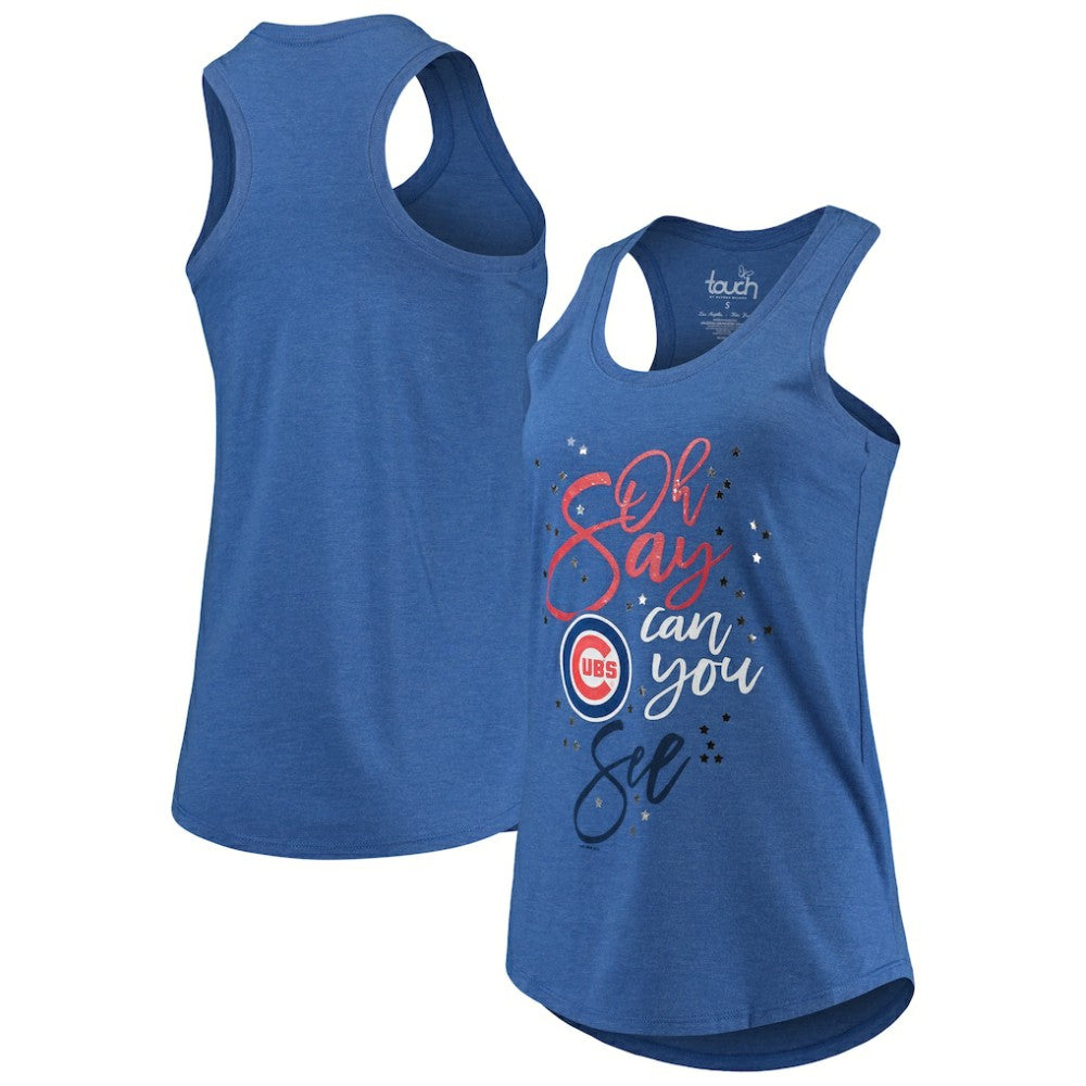 Chicago Cubs Touch Women's Americana Tri-Blend Racerback Tank Top - Royal Tanks