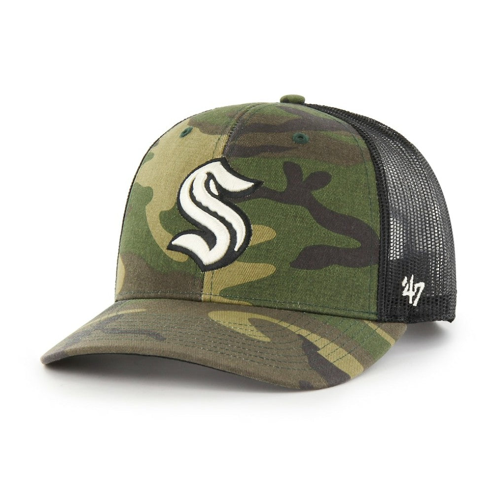 Seattle Kraken '47 Trucker Snapback Hat - Camo/Black | US 4871929