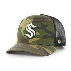 Seattle Kraken '47 Trucker Snapback Hat - Camo/Black | US 4871929