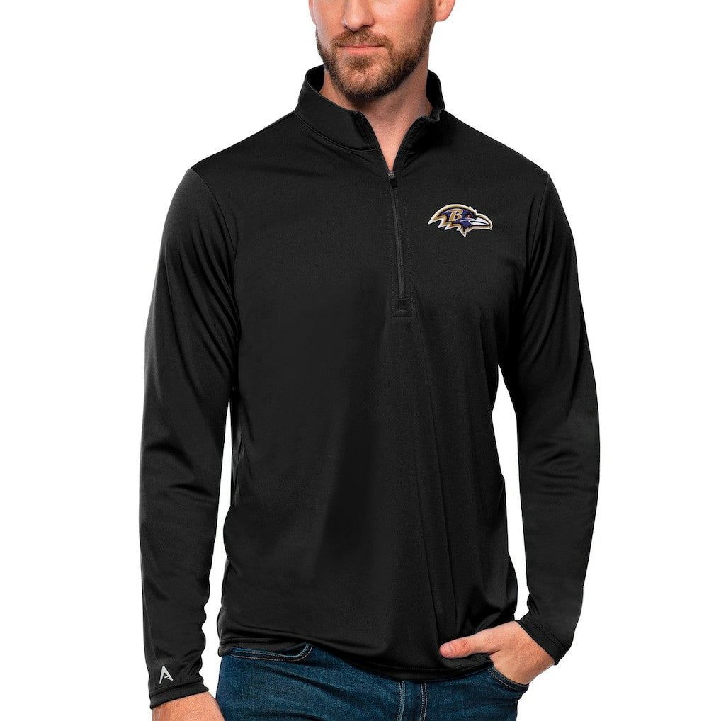 Baltimore Ravens Antigua Tribute Quarter-Zip Lightweight Pullover Top - Black Pullover