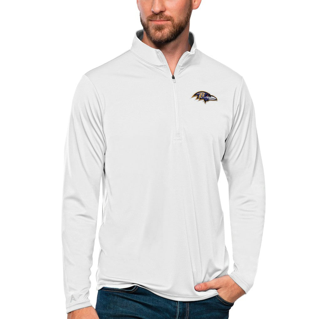 Baltimore Ravens Antigua Tribute Quarter-Zip Lightweight Pullover Top - White Pullover