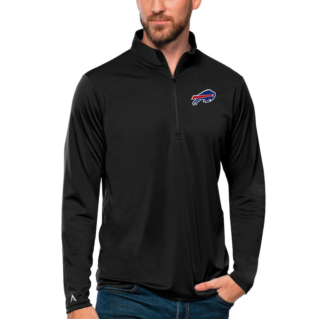 Buffalo Bills Antigua Tribute Quarter-Zip Lightweight Pullover Top - Black Pullover