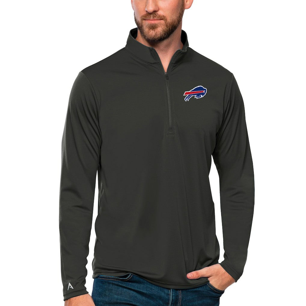 Buffalo Bills Antigua Tribute Quarter-Zip Lightweight Pullover Top - Charcoal Pullover