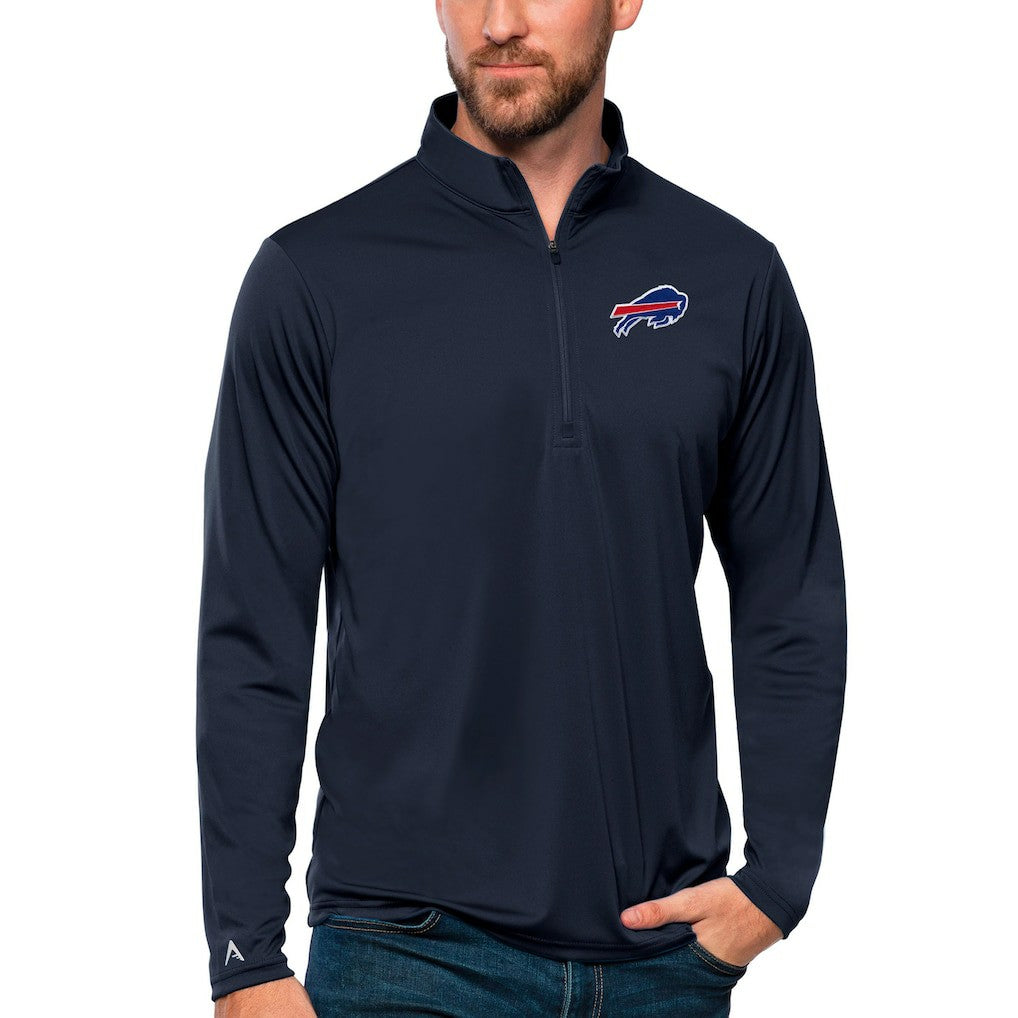 Buffalo Bills Antigua Tribute Quarter-Zip Lightweight Pullover Top - Navy Pullover