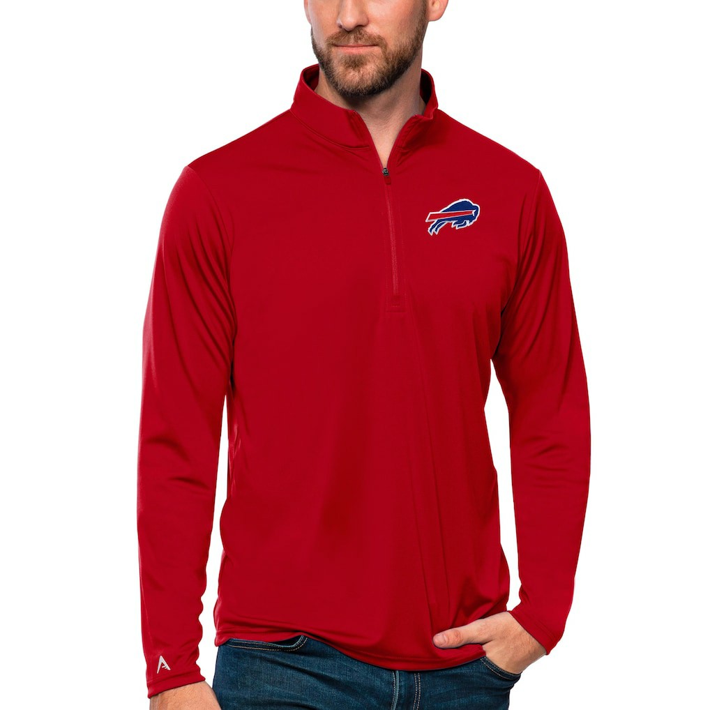 Buffalo Bills Antigua Tribute Quarter-Zip Lightweight Pullover Top - Red Pullover