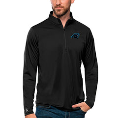 Carolina Panthers Antigua Tribute Quarter-Zip Lightweight Pullover Top - Black Pullover