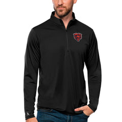 Chicago Bears Antigua Tribute Quarter-Zip Lightweight Pullover Top - Black Pullover