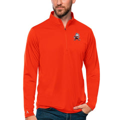 Cleveland Browns Antigua Tribute Quarter-Zip Lightweight Pullover Top - Orange Pullover