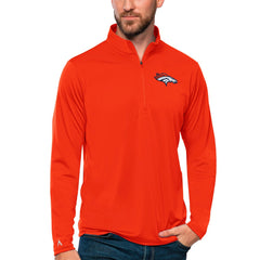 Denver Broncos Antigua Tribute Quarter-Zip Lightweight Pullover Top - Orange Pullover