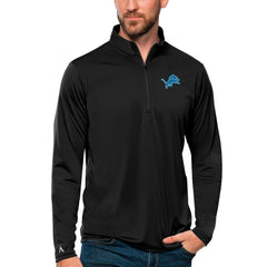 Detroit Lions Antigua Tribute Quarter-Zip Lightweight Pullover Top - Black Pullover