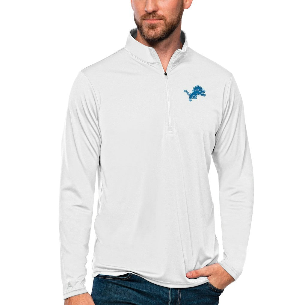 Detroit Lions Antigua Tribute Quarter-Zip Lightweight Pullover Top - White Pullover
