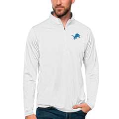Detroit Lions Antigua Tribute Quarter-Zip Lightweight Pullover Top - White Pullover