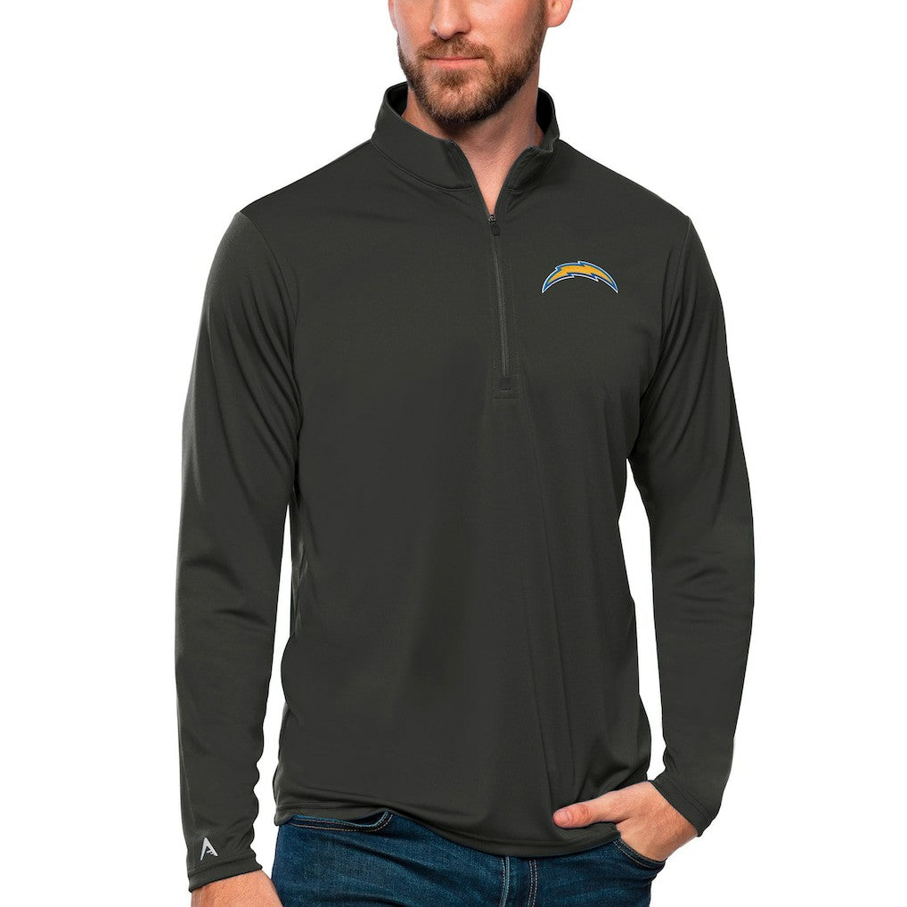 Los Angeles Chargers Antigua Tribute Quarter-Zip Lightweight Pullover Top - Charcoal Pullover