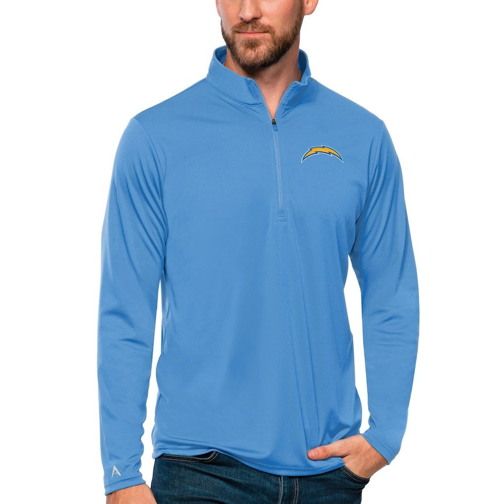 Los Angeles Chargers Antigua Tribute Quarter-Zip Lightweight Pullover Top - Powder Blue Pullover