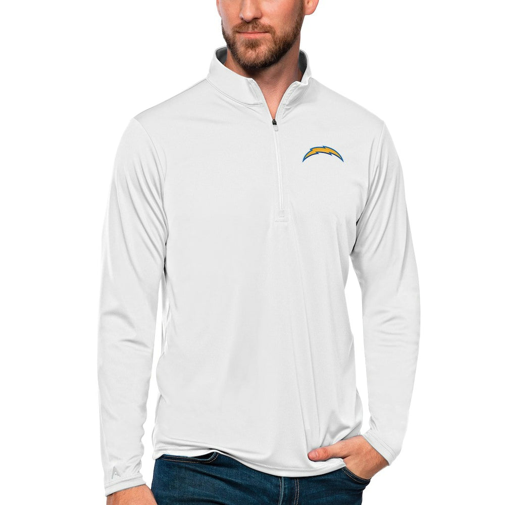 Los Angeles Chargers Antigua Tribute Quarter-Zip Lightweight Pullover Top - White Pullover