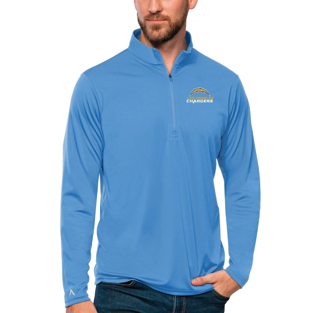 Los Angeles Chargers Antigua Tribute Quarter-Zip Lightweight Pullover Top - Powder Blue Pullover