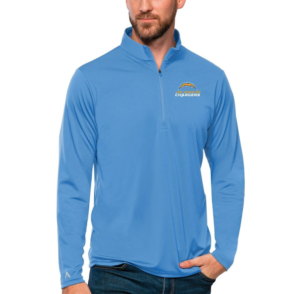 Los Angeles Chargers Antigua Tribute Quarter-Zip Lightweight Pullover Top - Powder Blue Pullover