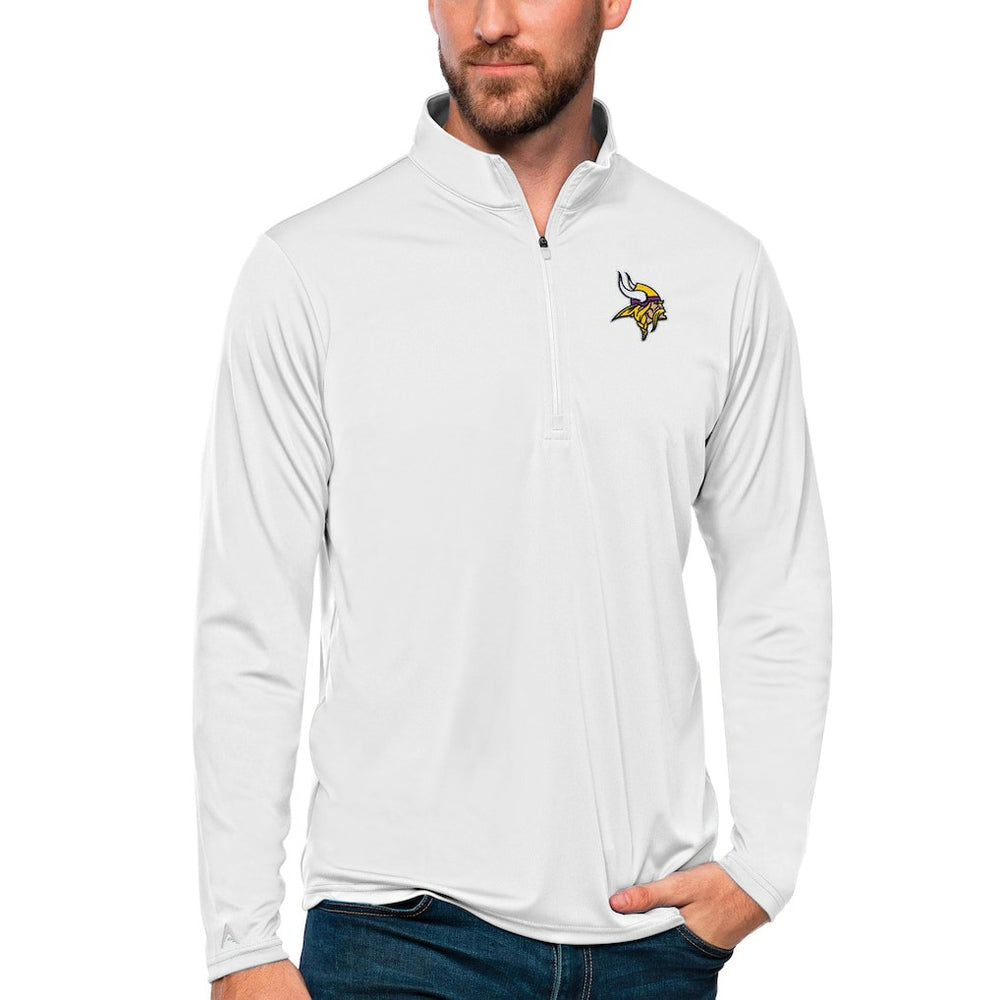 Minnesota Vikings Antigua Tribute Quarter-Zip Lightweight Pullover Top - White Pullover