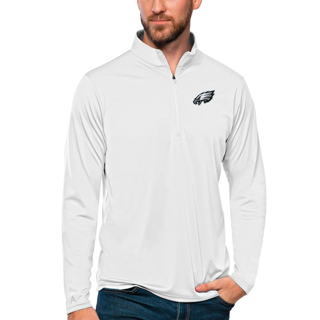 Philadelphia Eagles Antigua Tribute Quarter-Zip Lightweight Pullover Top - White Pullover