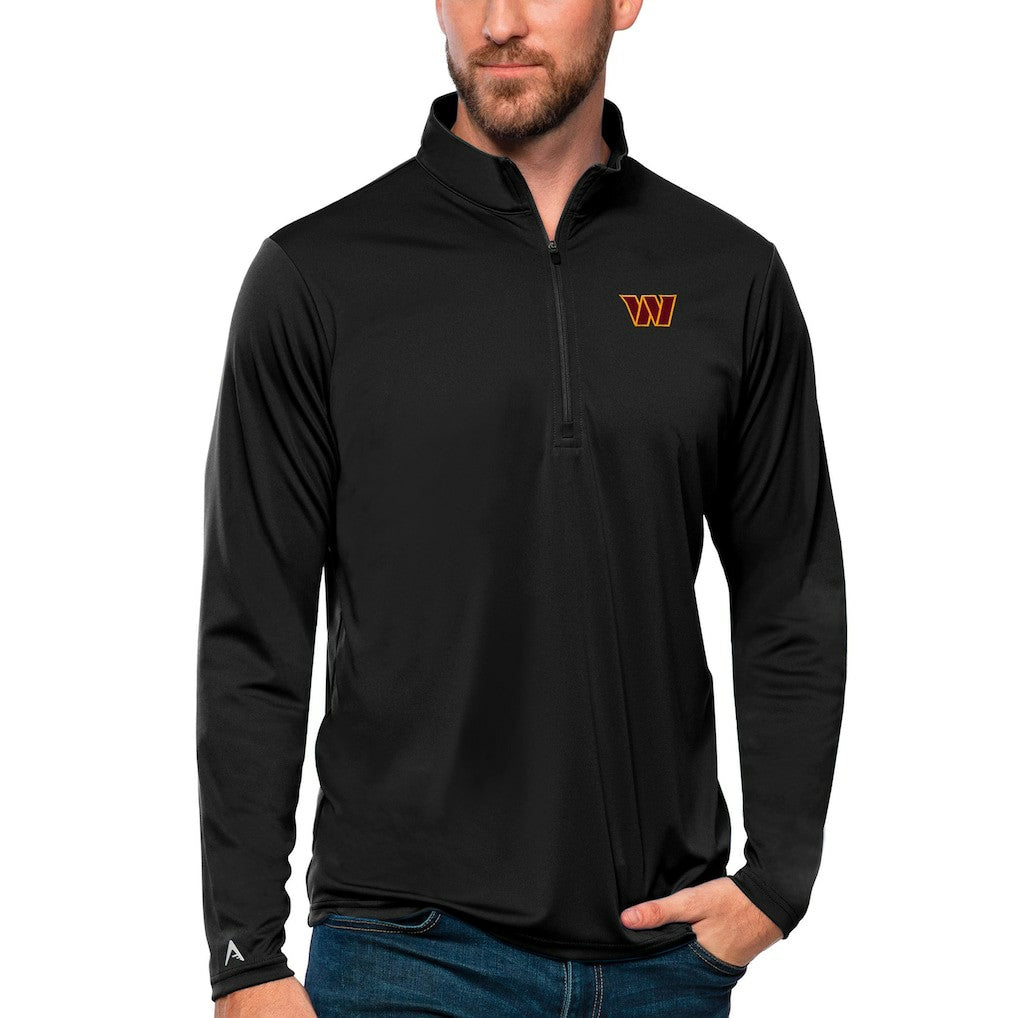 Washington Commanders Antigua Tribute Quarter-Zip Lightweight Pullover Top - Black Pullover